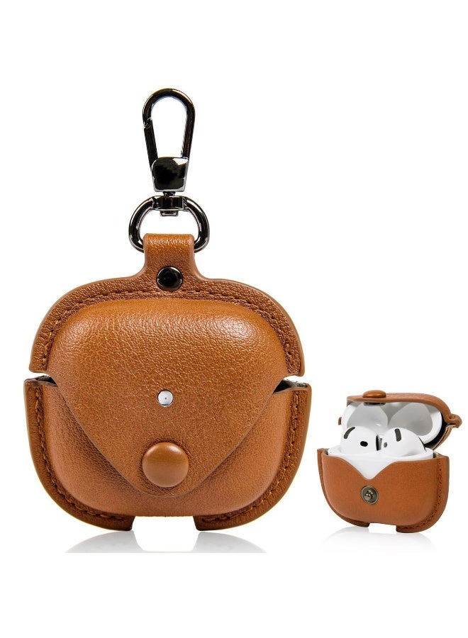 Leather Case for AirPods 4th Generation with Keychain | Protective Cover, Shockproof, Scratch Resistant, Charging Indicator Visible – Brown